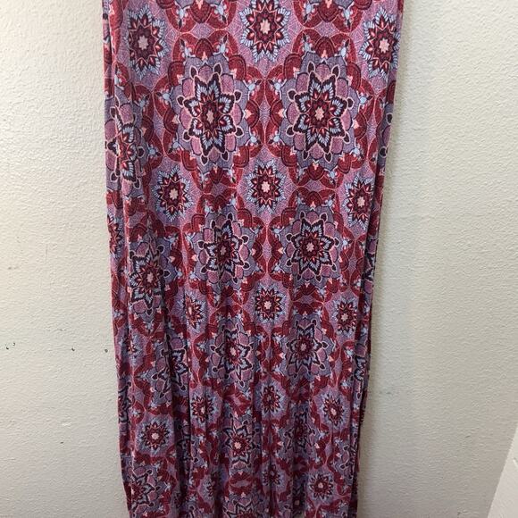 Mudd Dress Sz M Red Boho Print Strapless Maxi Mandala Strapless Y2K Tube Top - Picture 3 of 8